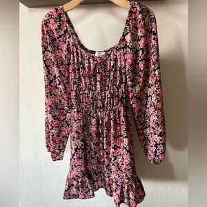 ASOS Design Floral Long Sleeve Cottagecore Mini Dress—Cute Ruffles, Size 4•••